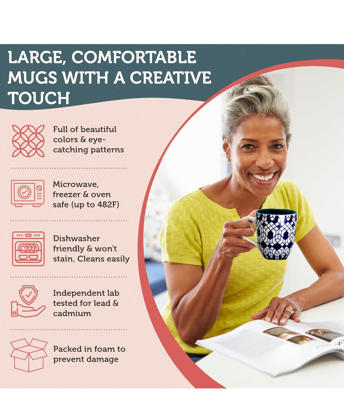 Annovero Large Coffee Mug (Set of 6)